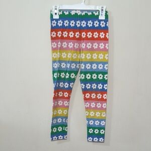 Mini Boden Floral Rainbow Stripe Leggings Cotton + Spandex Girls Size 7-8Y